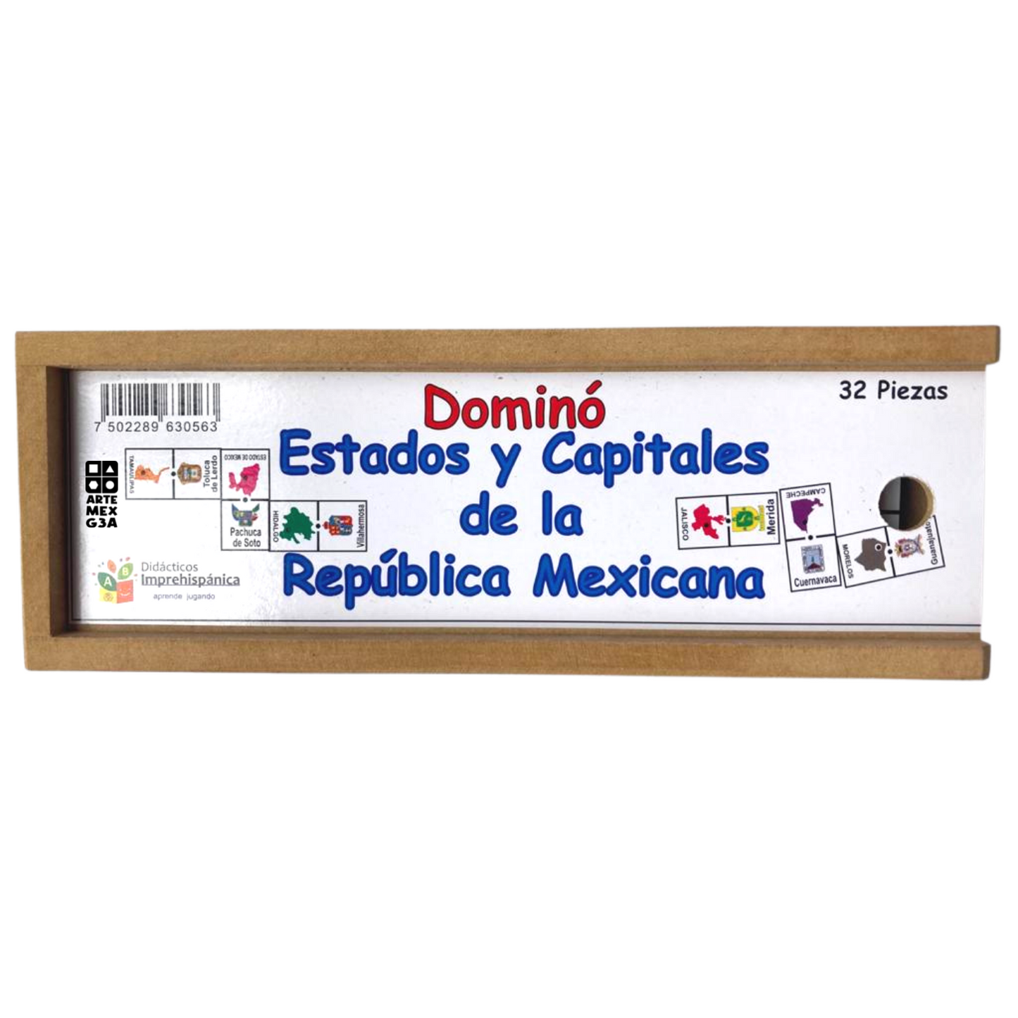 Dominó Didáctico De Madera Estados y capitales