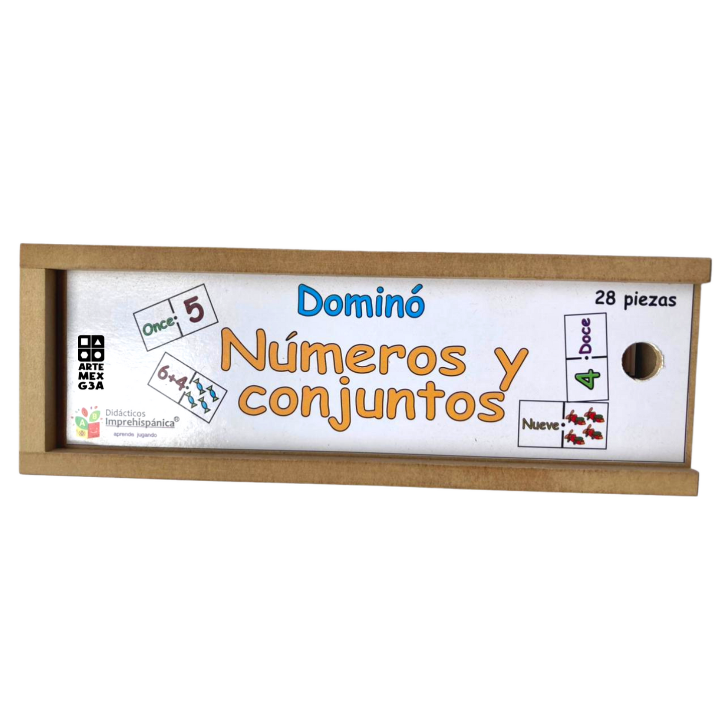 Dominó Didáctico De Madera Números y Conjuntos