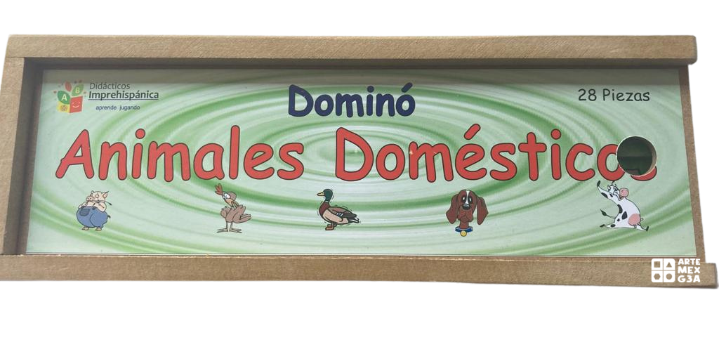 Dominó Didáctico De Madera Animales Domestico