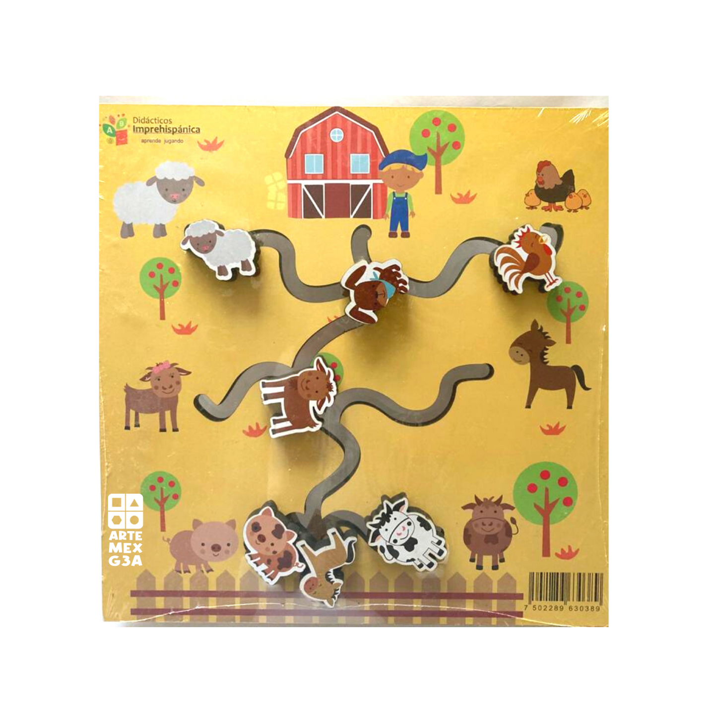 Laberinto Granja Madera de juego Didáctico Estimulación Temprana.