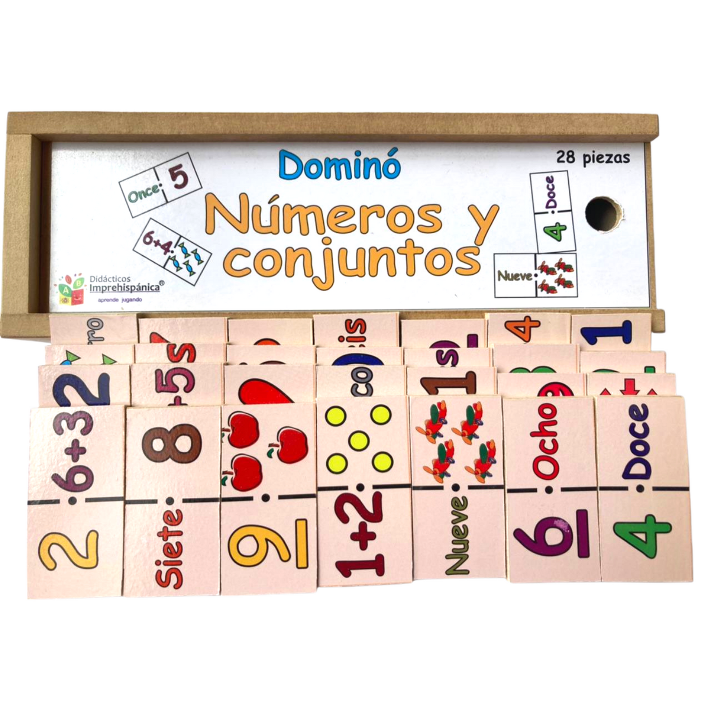 Dominó Didáctico De Madera Números y Conjuntos