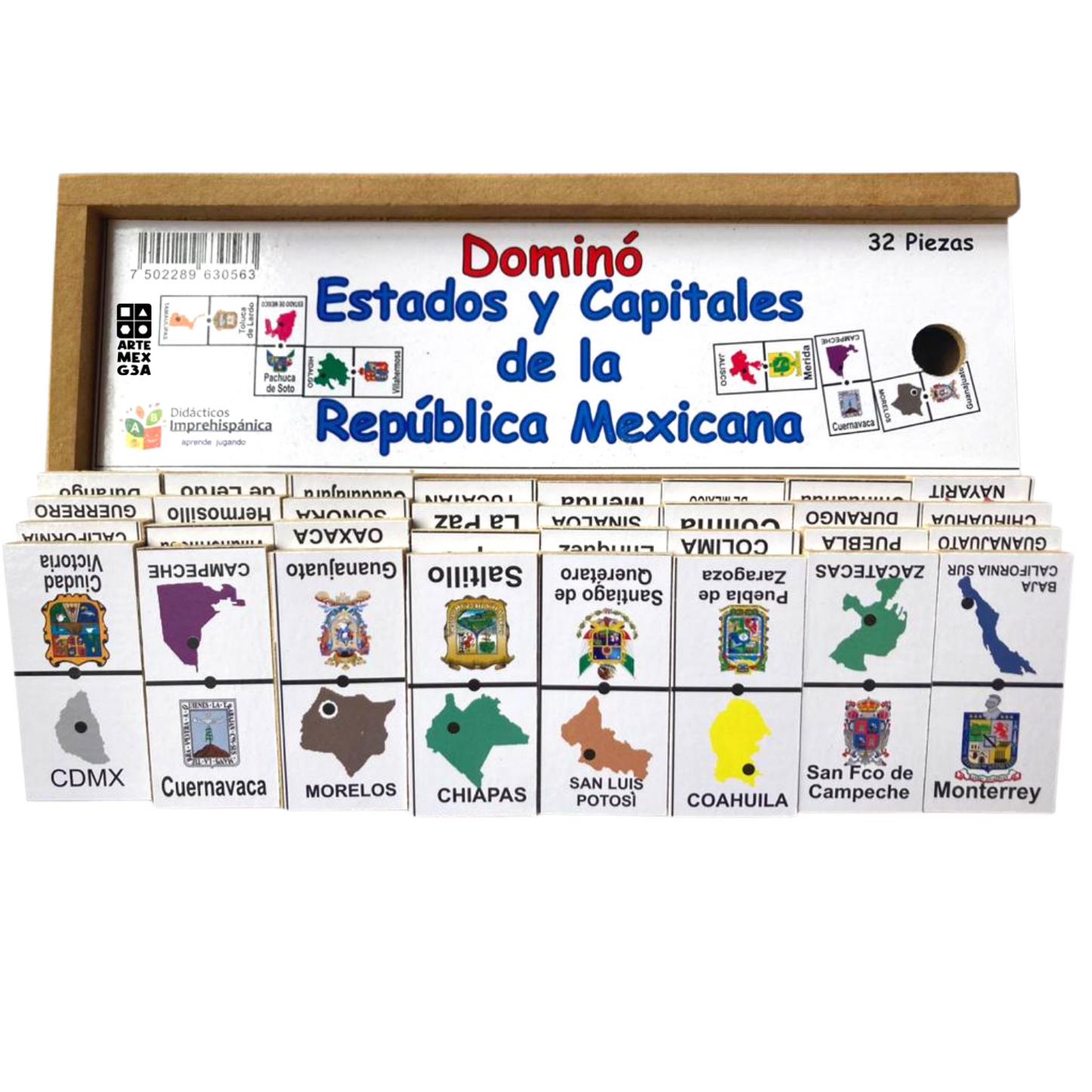 Dominó Didáctico De Madera Estados y capitales