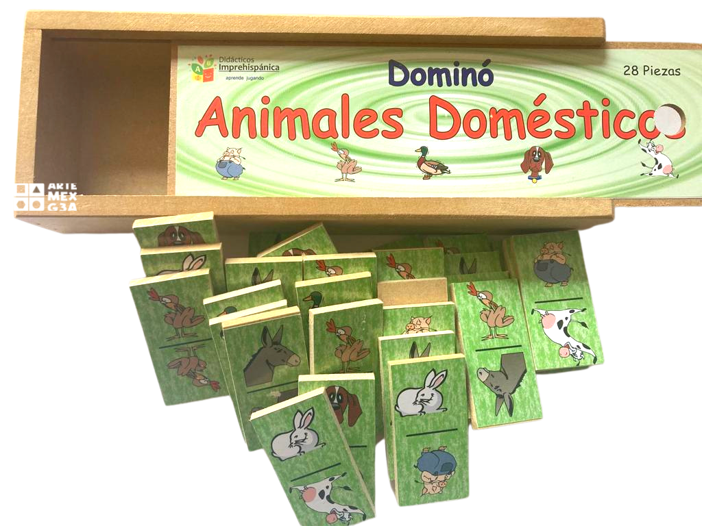 Dominó Didáctico De Madera Animales Domestico