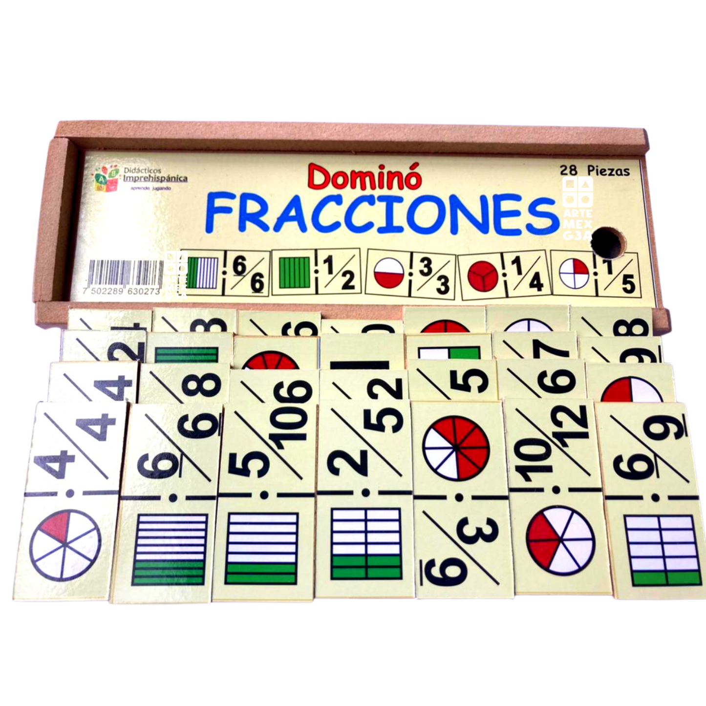 Dominó Didáctico De Madera Fracciones