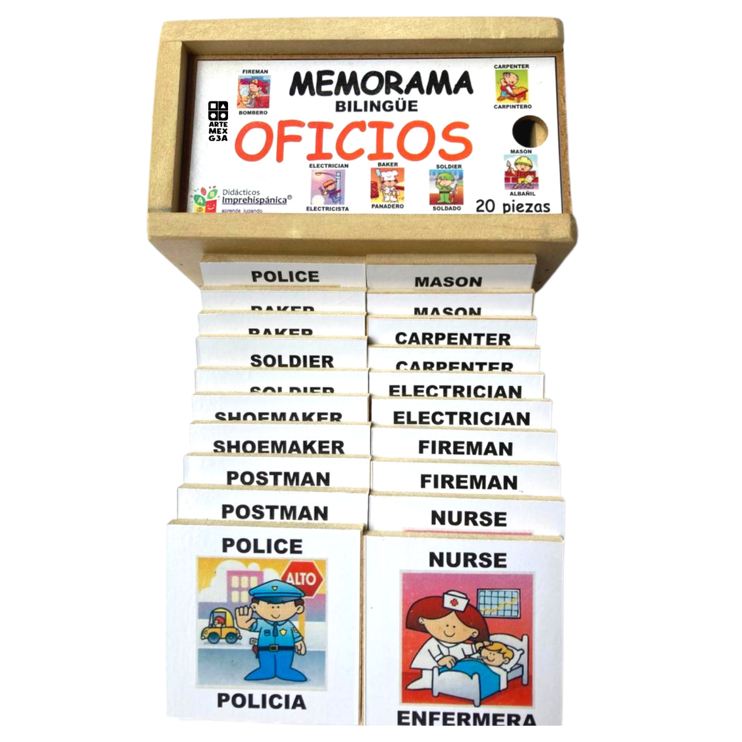 Juego De Memoria De Oficios Bilingüe Ingles Y Español
