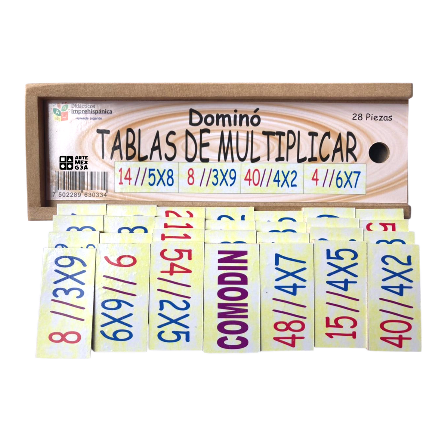 Dominó Didáctico De Madera Tablas de multiplicar