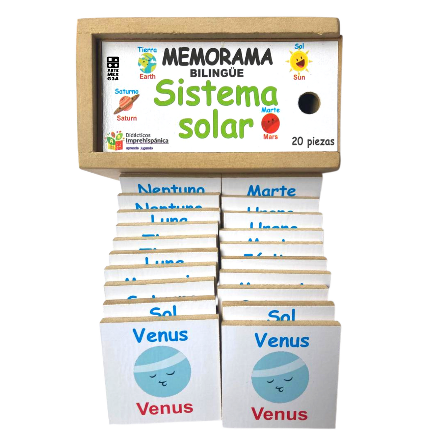 Juego De Memoria De Sistema Solar Bilingüe Ingles Y Español