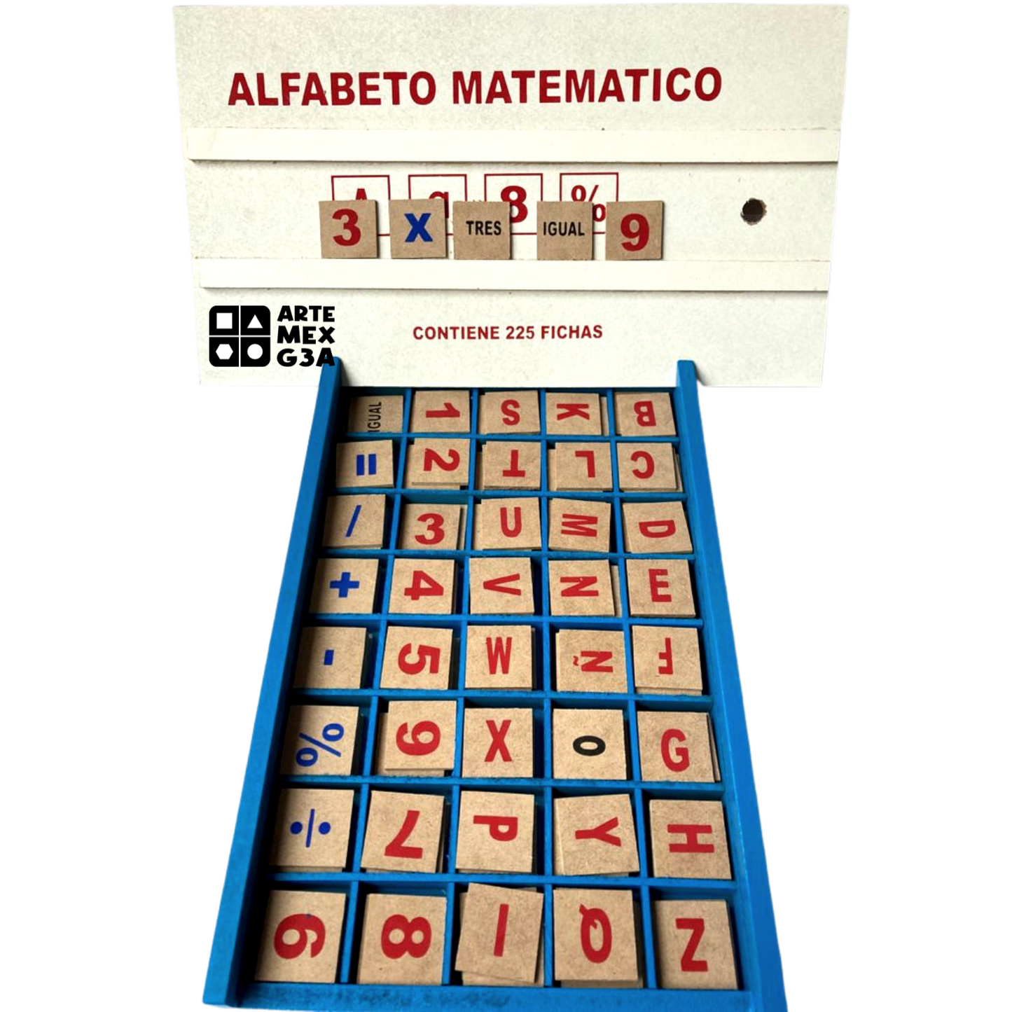 Alfabeto matematico abacecedario movil azul