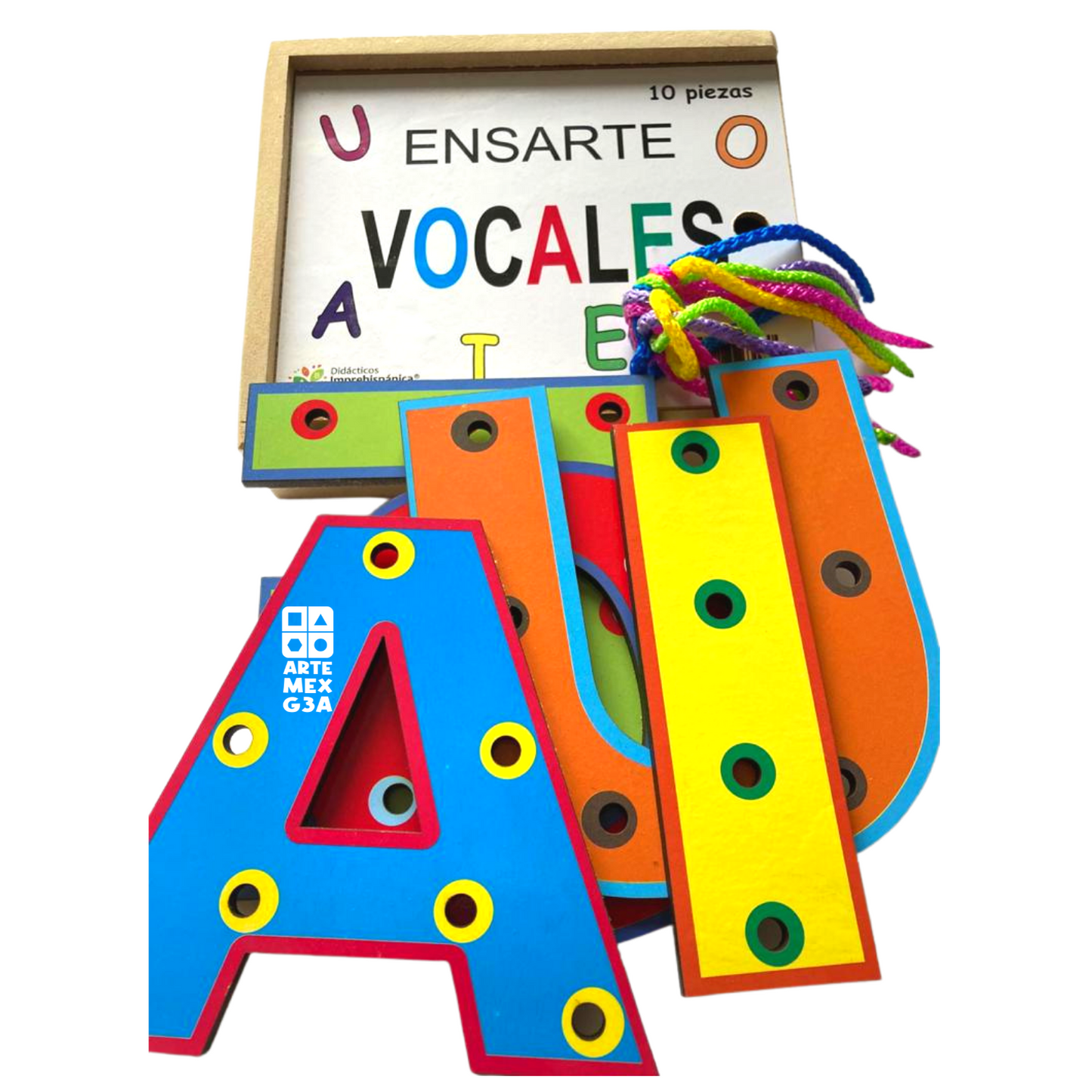 Kit de Vocales x asocia, ensartes de vocales con rompecabezas en forma de Víbora abc