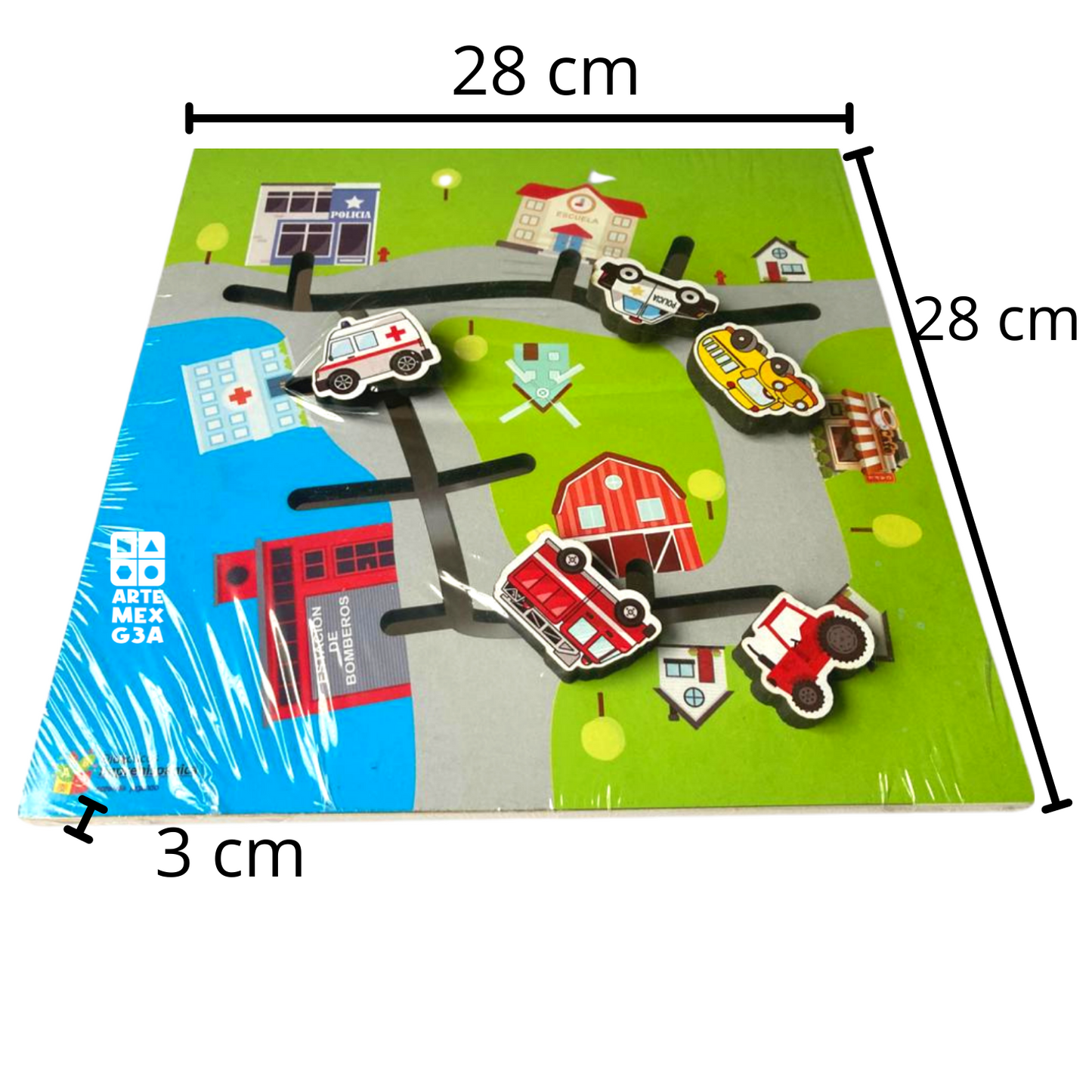 Laberinto Lugares de la Ciudad Madera de juego Didáctico Estimulación Temprana.