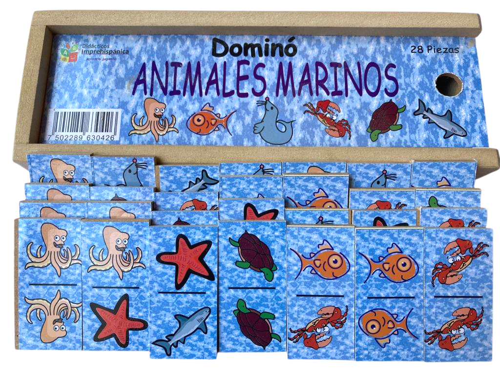 Dominó Didáctico De Madera Animales Marítimos