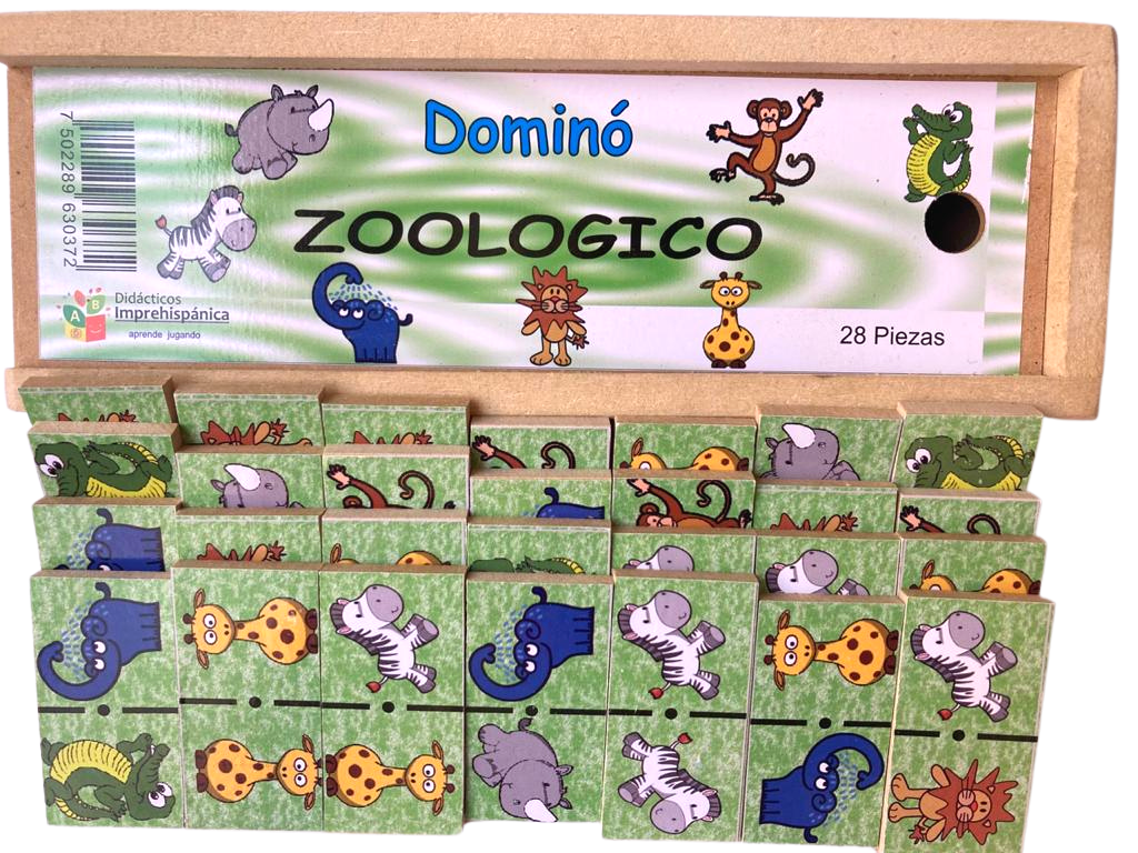 Dominó Didáctico De Madera Zoo