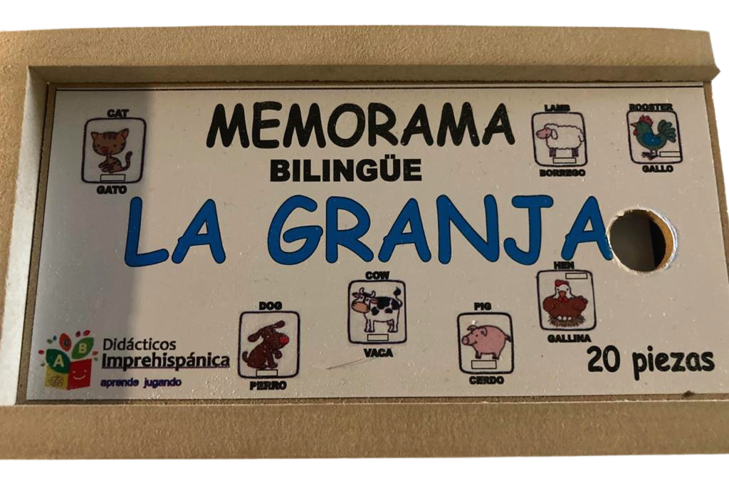 Juego De Memoria De Granja Bilingüe Ingles Y Español