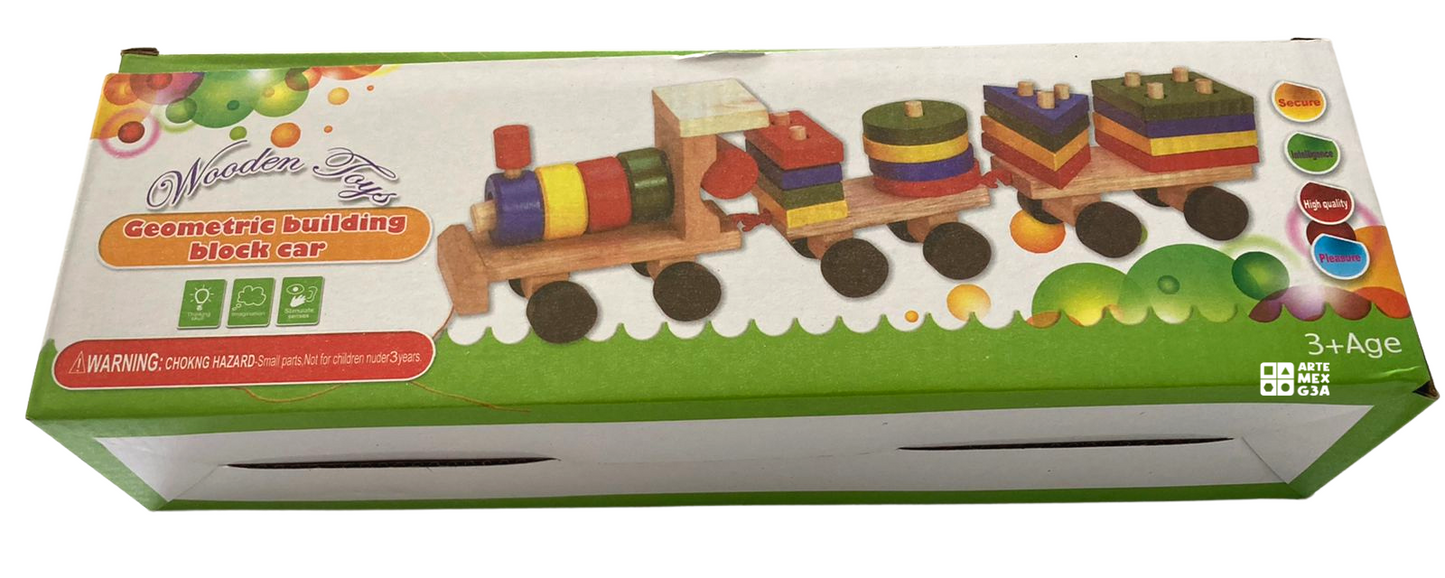 Tren De Madera Didáctico De Ensartes Y Figuras divertido para bebe