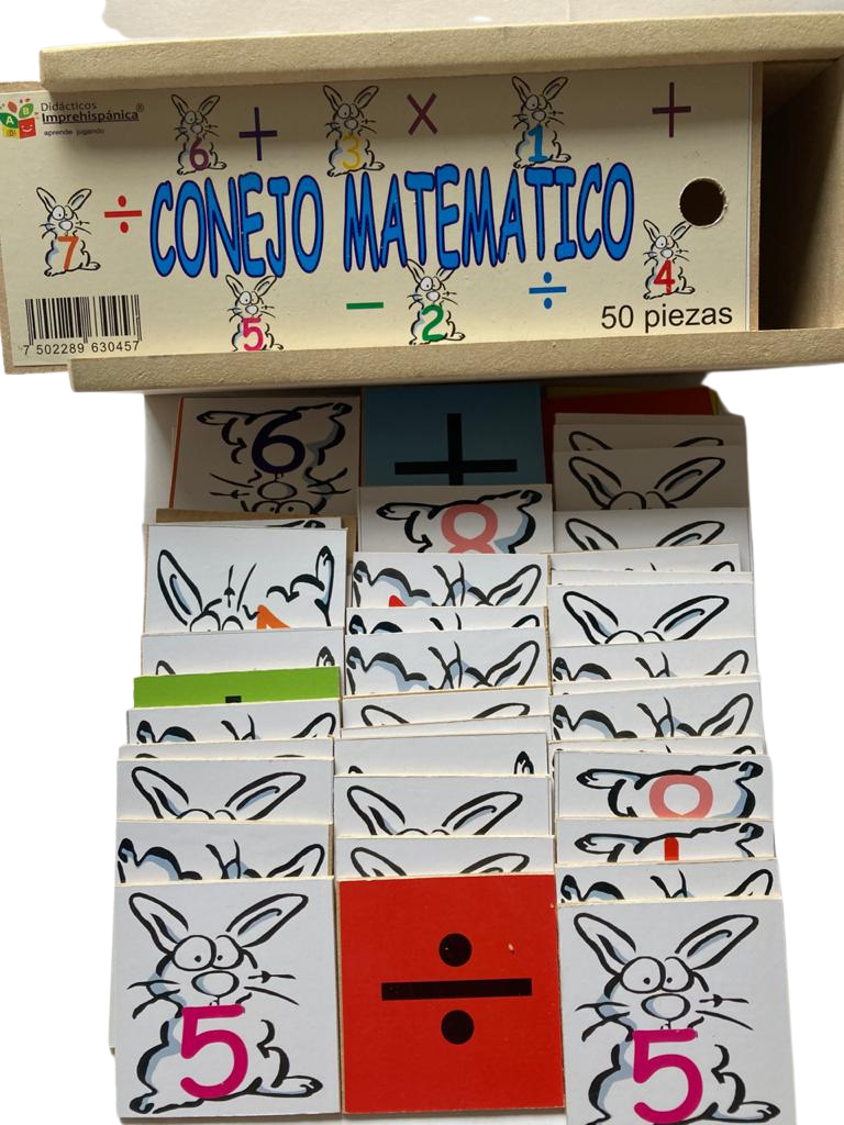 Kit de Domino sumas, tablas de multiplicar y de aritmético con el conejo Matemático