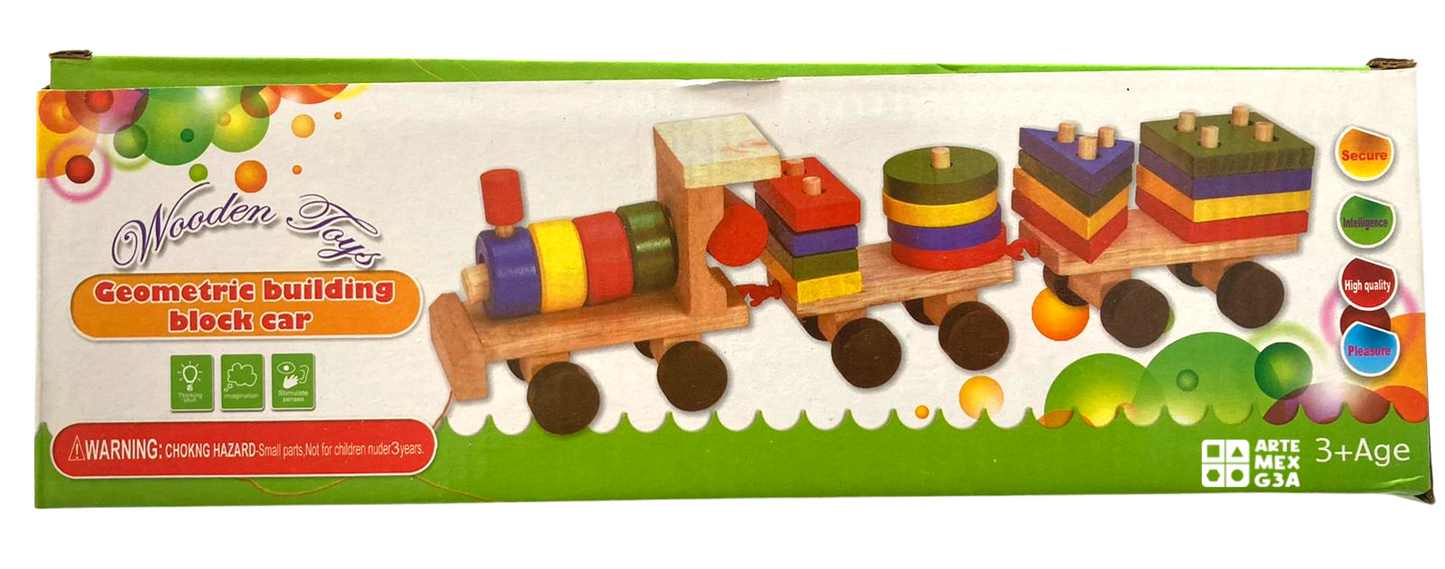Tren De Madera Didáctico De Ensartes Y Figuras divertido para bebe