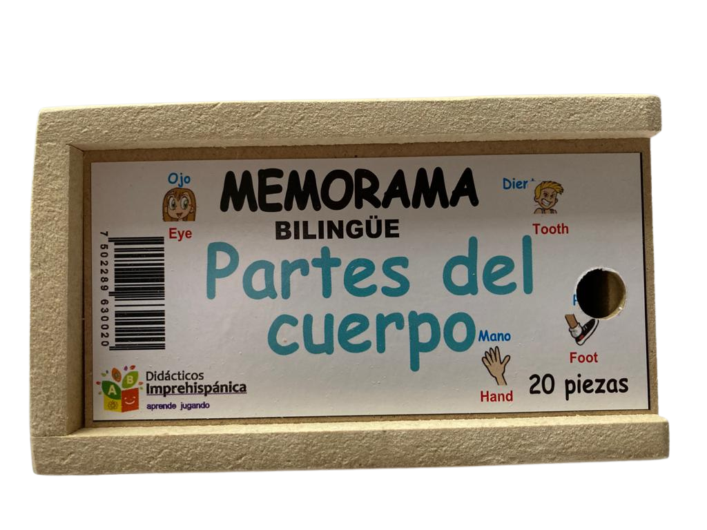 Juego De Memoria De Las partes del cuerpo Bilingüe Ingles Y Español