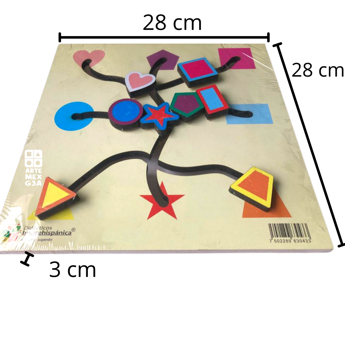 Laberinto Figuras Geométricas Madera de juego Didáctico Estimulación Temprana.