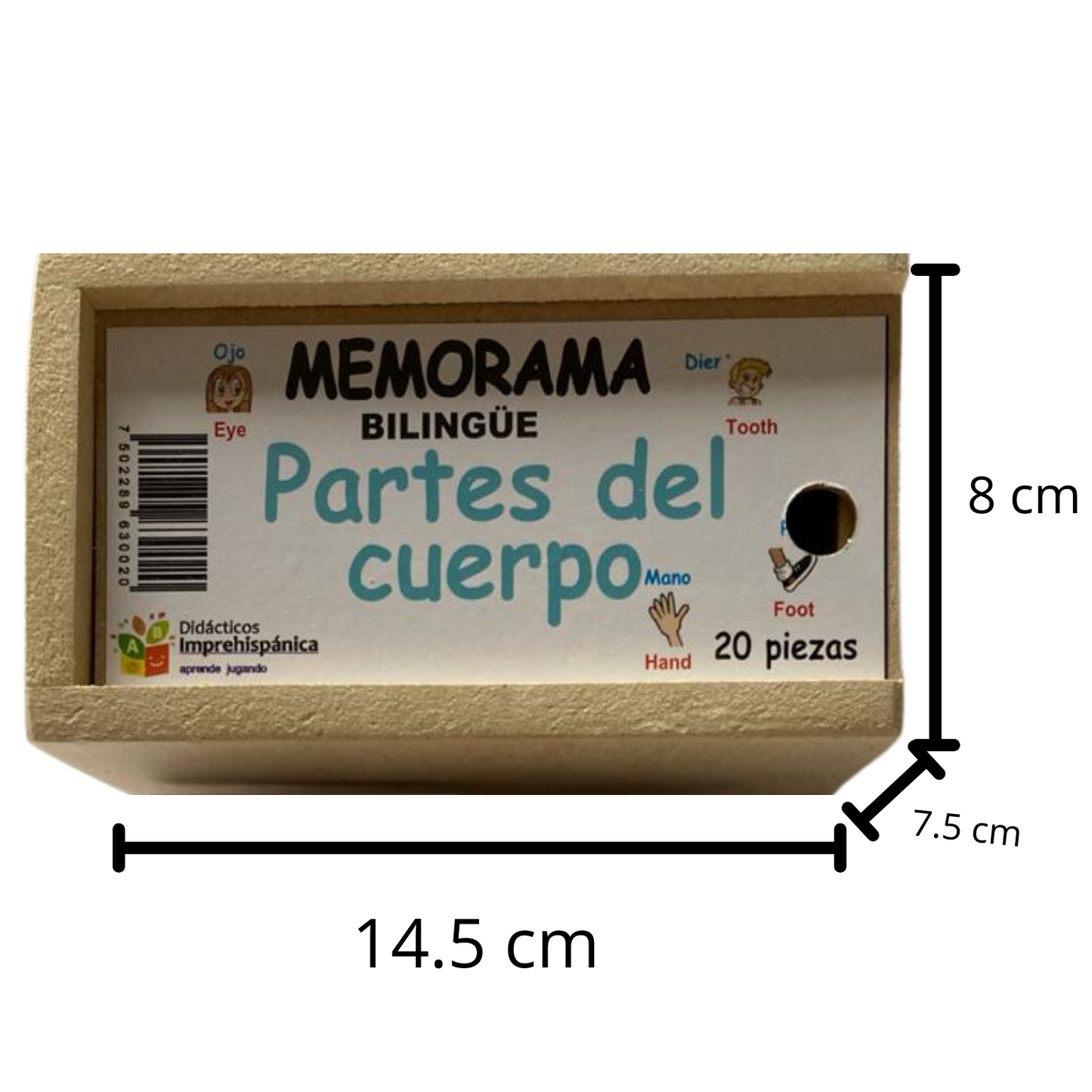 Juego De Memoria De Las partes del cuerpo Bilingüe Ingles Y Español
