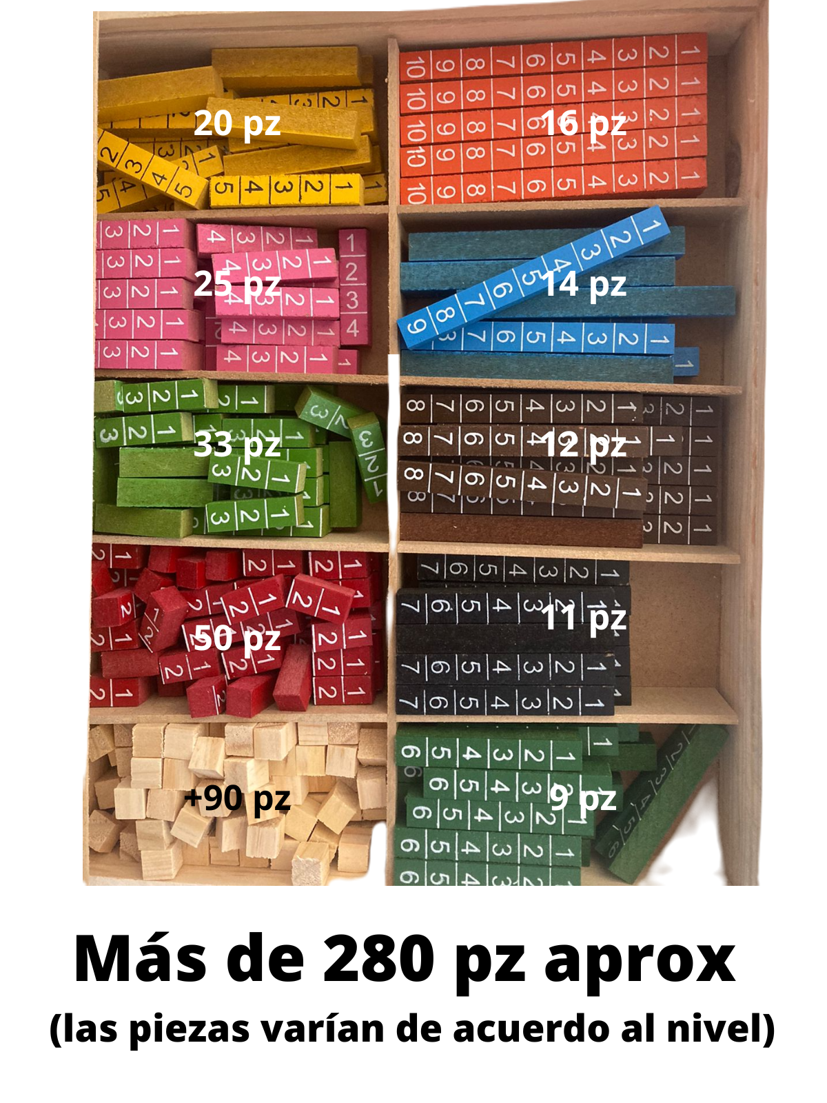 Regleta De Madera Grabadas Estuche Con Tapa Didácticos Divertido