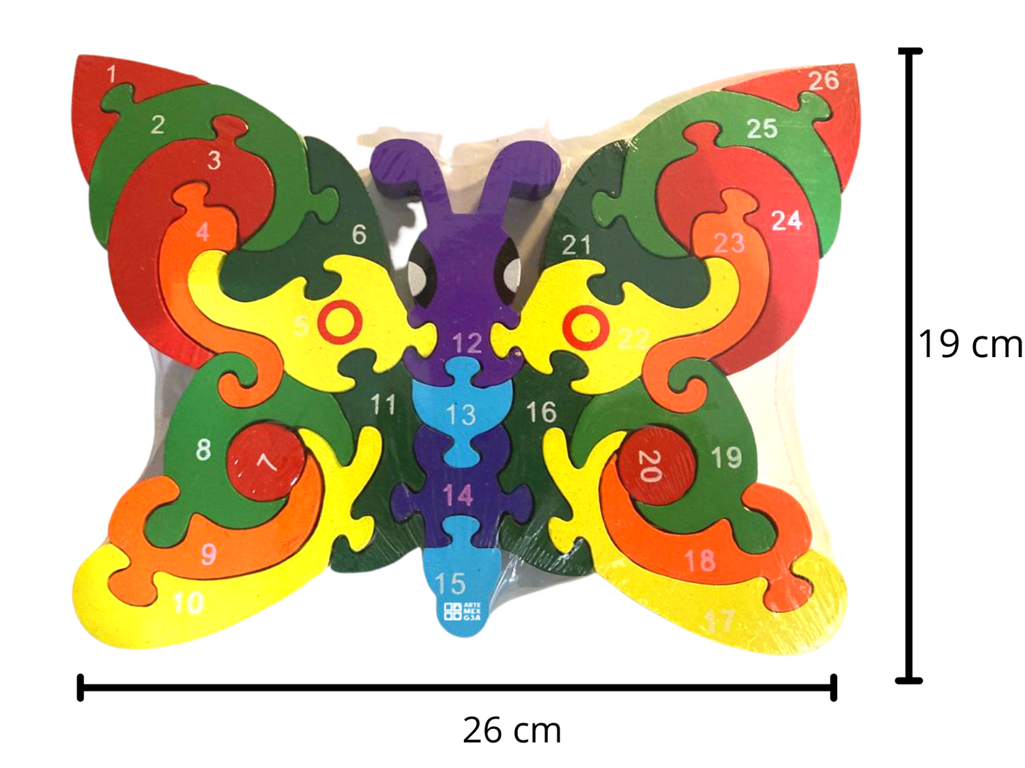 Rompecabezas De Madera Animales Didáctico Números Y Letras en forma de Mariposa