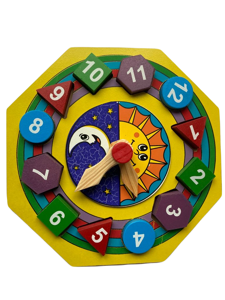 Reloj de bloques de madera didactico montessori
