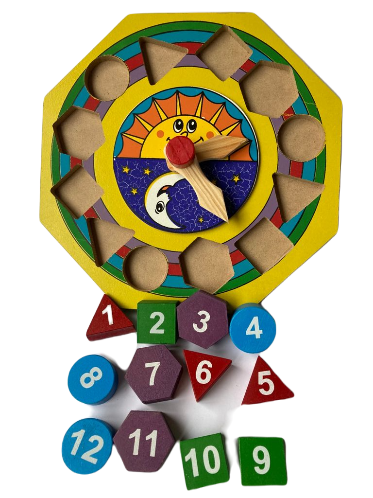 Reloj de bloques de madera didactico montessori