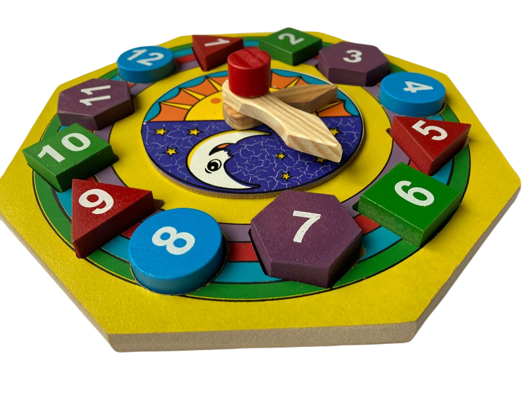 Reloj de bloques de madera didactico montessori
