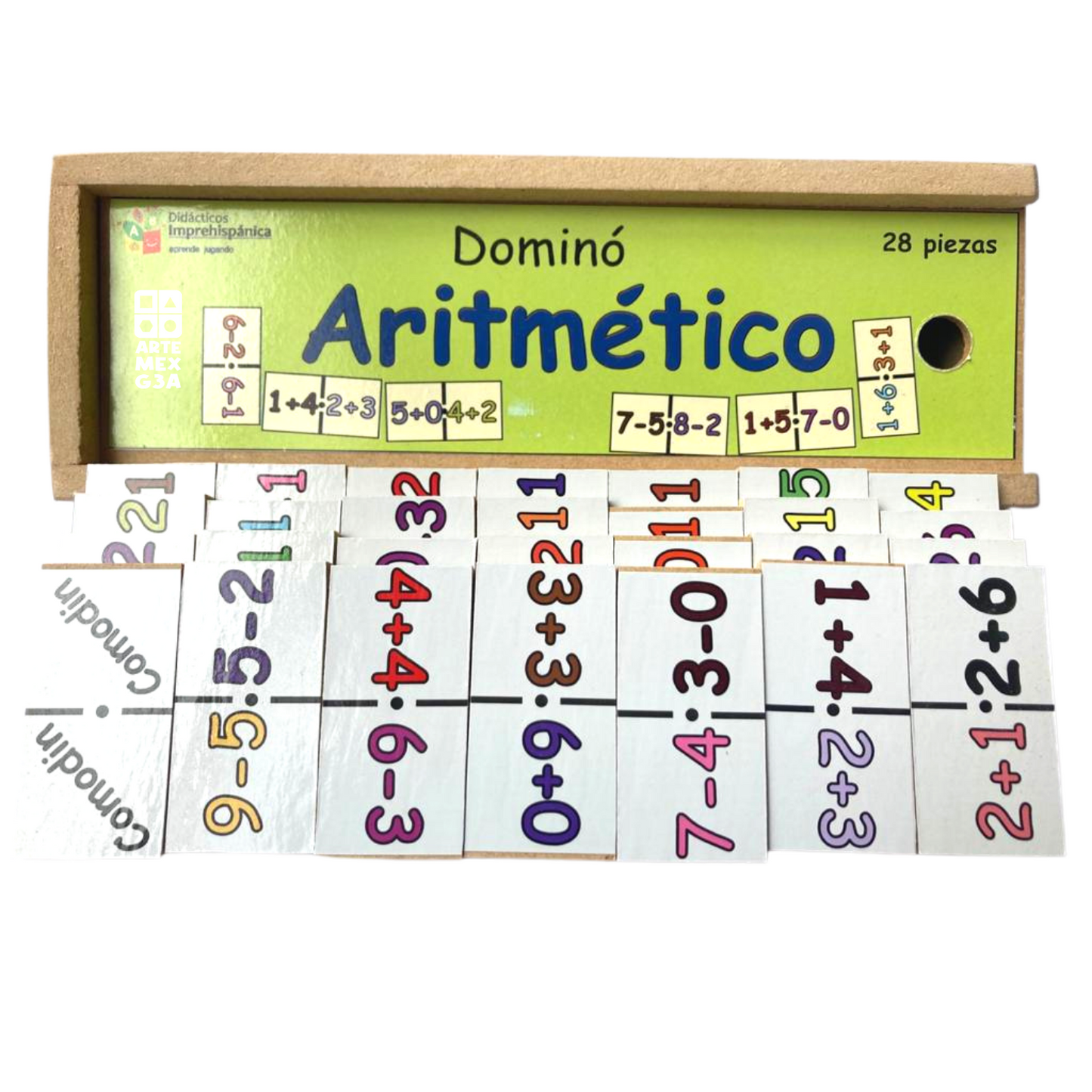 Dominó Didáctico De Madera aritmético