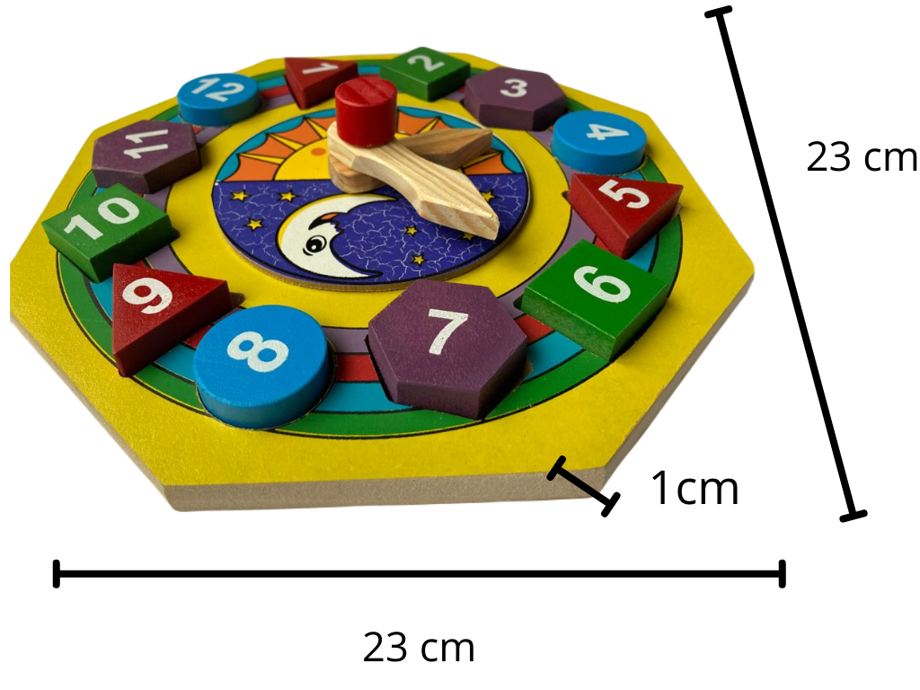 Reloj de bloques de madera didactico montessori